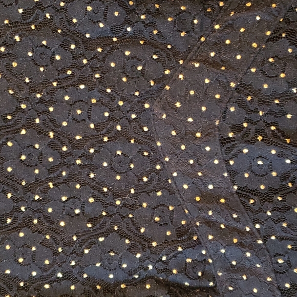 MOTHERHOOD Maternity Navy Blue & Gold Polka Dot Short Sleeve Lace Dress sz M - Picture 5 of 12